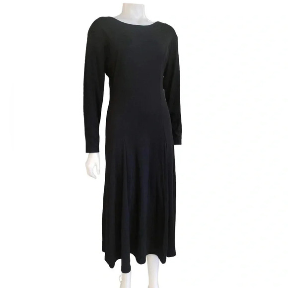 Daniel Hechter Maxi Black Long Sleeve Dress Size 12 - Picture 9 of 10